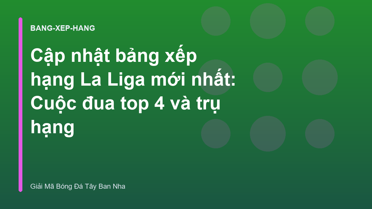 Cập nhật bảng xếp hạng La Liga mới nhất: Cuộc đua top 4 và trụ hạng