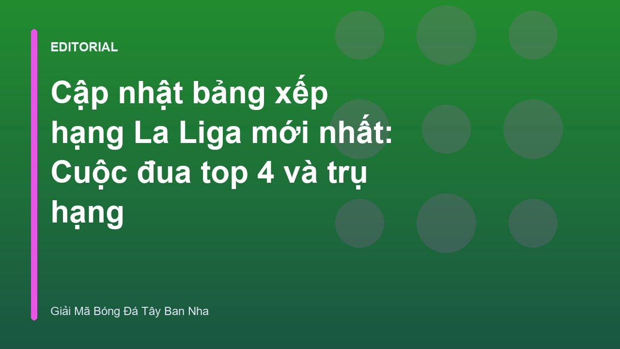 Bảng xếp hạng La Liga mới nhất tại các vòng đấu